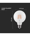 E27 6W LED Globe-Lampe - Ø12,5 cm, Samsung LED-Chip, Filament