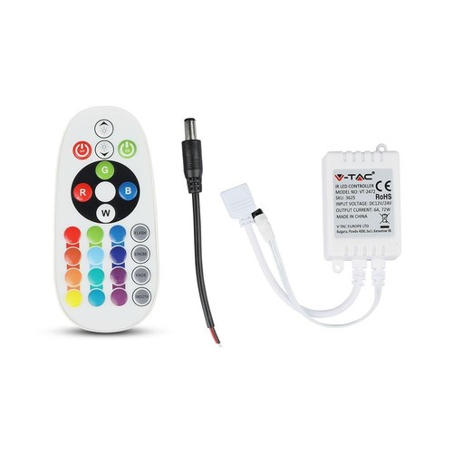 RGB-Controller mit Fernbedienung - Speicherfunktion, Infrarot, 12V (72W), 24V (144W)