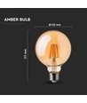 E27 8W dimmbare LED Globe-Lampe - Ø12,5 cm, Kohlefaden, extra warmweiß