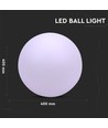 V-Tac RGB LED Kugel - Wiederaufladbar, mit Fernbedienung, Ø40 cm