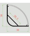 Alu-Eckprofil 30x30 für IP65 und IP68 LED-Streifen - 2 Meter, inkl. mattiertem Abdeckung und Clips