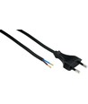 1,5 Meter Stromkabel, 250V - IP20 Innenbereich, Schwarz, Eurostecker und abisolierte Enden, 2,5A
