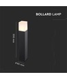 V-Tac quadratische Außenlampe - Schwarz, 50 cm, IP54, GU10 Fassung, ohne Leuchtmittel, 230V