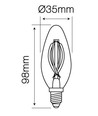 E14 2W LED-Kerzenlampe - Filament, warmweiß