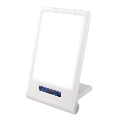 LED-Lichttherapielampe mit Timer/Alarm - 18W, weiß/blau, 10.000 LUX, integrierter Akku