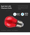 E27 2W LED Tropfenlampe - Rot, Kohlefaden
