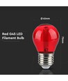 E27 2W LED Tropfenlampe - Rot, Kohlefaden