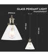 V-Tac moderne Pendelleuchte - Transparentes Glas, Ø18 cm, E27
