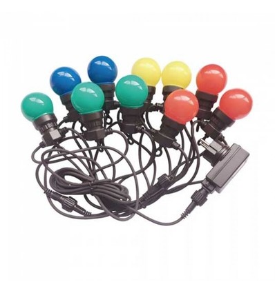 V-Tac LED-Lichterkette mit 10 Stück 0,5W RGB-Lampen - 5 Meter, 230V, inkl. Leuchtmittel