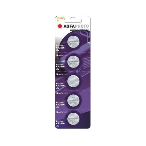 CR1616 5er-Pack AgfaPhoto Knopfzellenbatterie - Lithium, 3V