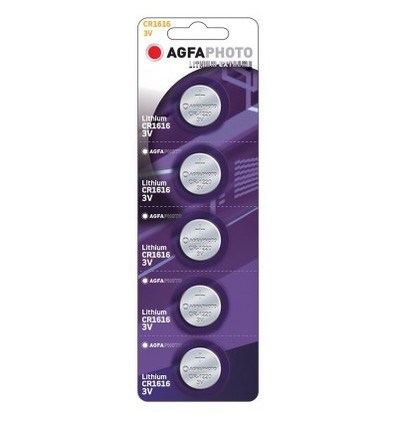 CR1616 5er-Pack AgfaPhoto Knopfzellenbatterie - Lithium, 3V