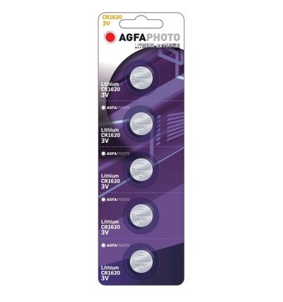 CR1620 5er-Pack AgfaPhoto Knopfzellenbatterie - Lithium, 3V