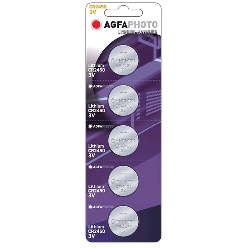 CR2450 5er-Pack AgfaPhoto Knopfzellenbatterie - Lithium, 3V