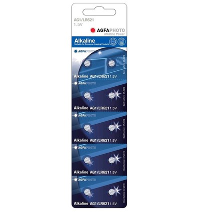 LR60/AG1 10er-Pack AgfaPhoto Knopfzellenbatterie - Alkaline, 1,5V