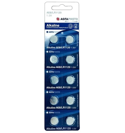 LR55/AG8 10er-Pack AgfaPhoto Knopfzellenbatterie - Alkaline, 1,5V