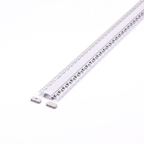 VT-8101 Aluminiumprofil zum Einlassen - 2 Meter, inkl. milchweißem Abdeckung und Endkappen