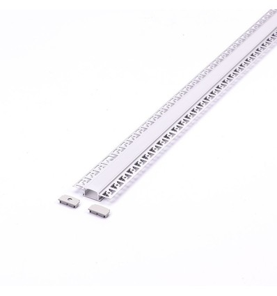 VT-8101 Aluminiumprofil zum Einlassen - 2 Meter, inkl. milchweißem Abdeckung und Endkappen