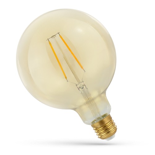 E27 2W LED Globe-Lampe - Kohlefaden, 12,5 cm, bernsteinfarbenes Glas, extra warm
