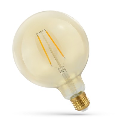 E27 2W LED Globe-Lampe - Kohlefaden, 12,5 cm, bernsteinfarbenes Glas, extra warm