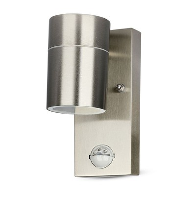 GU10 Wandleuchte m. Sensor - IP44 Außenbereich, rostfrei, ohne Leuchtmittel