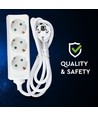 V-Tac Steckdosenleiste - 3 normale Steckdosen, weiß, 1,5 Meter Kabel