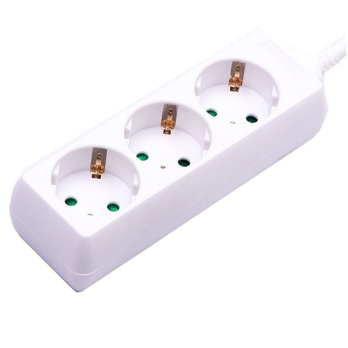 V-Tac Steckdosenleiste - 3 normale Steckdosen, weiß, 3 Meter Kabel