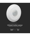 V-Tac LED Bewegungsmelder für Aufputzmontage - LED-freundlich, weiß, PIR Infrarot, IP20 für den Innenbereich
