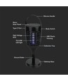 V-Tac Solar-Insektenlampe - Schwarz, 3-in-1, IP24
