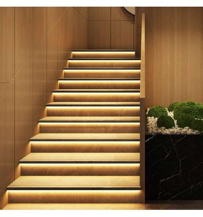 11W pro Stufe Treppen-LED-COB-Streifen-Set - 24V DC, IP20, Bis zu 20 Stufen, mit Sensor + Ein/Aus-Schalter