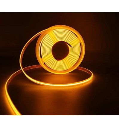 5m 10W/m Bernsteinfarben COB-LED-Streifen - 24V DC, IP67, 320 LEDs pro Meter, COB LED