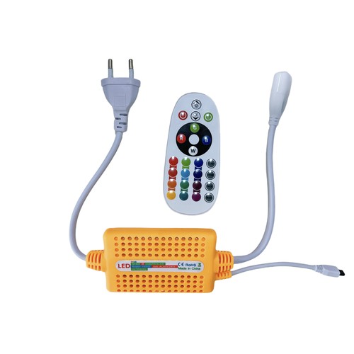 230V RGB CLIP-ON Controller - Inkl. Endkappe, für 230V, Speicherfunktion, Infrarot-Fernbedienung, 100 m