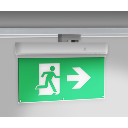 LED EXIT-Schild für Schiene - 3W, 2 Stunden Akku, inkl. Piktogramme, für 3-Phasen-Schienen