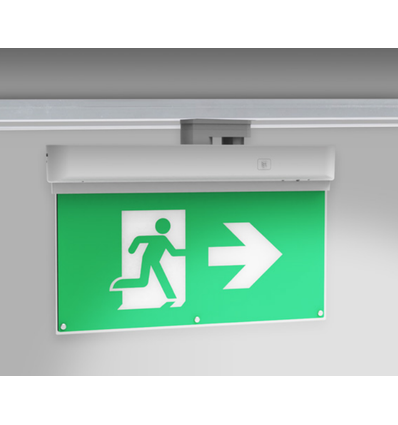 LED EXIT-Schild für Schiene - 3W, 2 Stunden Akku, inkl. Piktogramme, für 3-Phasen-Schienen