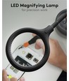 LED Lupenlampe mit Schwanenhals 6W - Schwarz, Tischlampe, Klemme