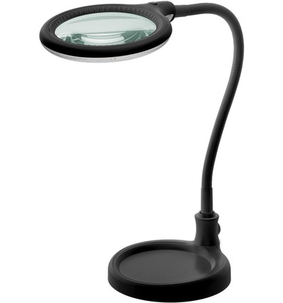 LED Lupenlampe mit Schwanenhals 6W - Schwarz, Tischlampe, Klemme