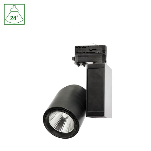 30W 3-Phasen Schienenstrahler - 24 Grad, schwarz, warmweiß, COB LED