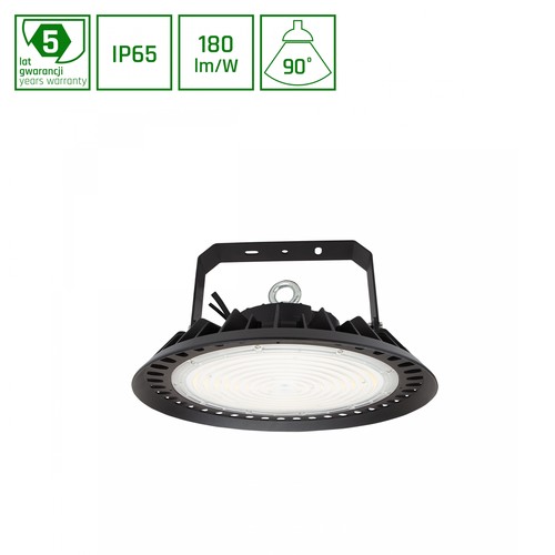 200W LED Hallenstrahler, 180lm/W - DALI dimmbar, 90 Grad, IP65, IK08, schwarzes Gehäuse