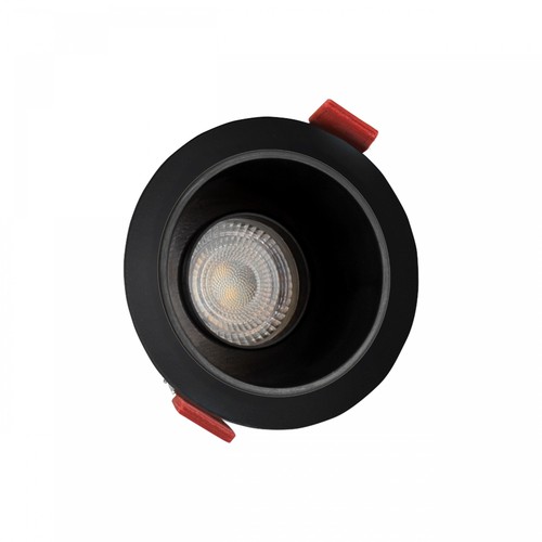 GU10 Einbauspot mit schwarzem Reflektor - Schwarz, Aluminium, schwenkbar, Loch: Ø7,5 cm, Maße: Ø8,5 cm, IP20 Innenbereich
