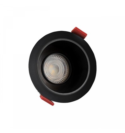 GU10 Einbauspot mit schwarzem Reflektor - Schwarz, Aluminium, schwenkbar, Loch: Ø7,5 cm, Maße: Ø8,5 cm, IP20 Innenbereich