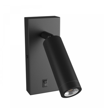 Mini GU10 Slim Wandleuchte - Mit Schalter, Ø3,8x9,5 cm, schwarz, rund, ohne Leuchtmittel