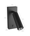 Mini GU10 Slim Wandleuchte - Mit Schalter, Ø3,8x9,5 cm, schwarz, rund, ohne Leuchtmittel