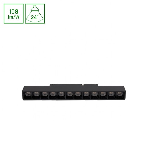 12W SHIFT Basic Lineare Lampe - 3000K, Schwarz, Gitter S, 22cm