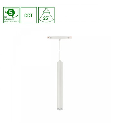 12W Dimmbare SHIFT Smart Hangit Pendelleuchte für Schienensysteme - 25°, Weiß, Ø40x297 (90cm Kabel), CCT/Dim, Zigbee