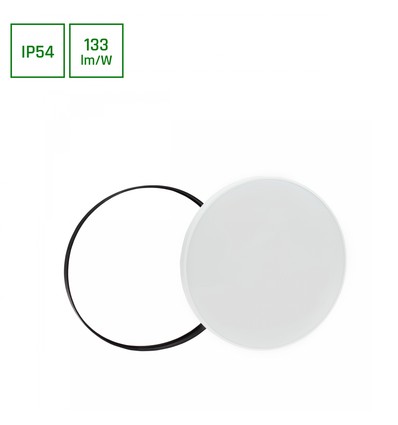 40W Neutralweiß 230V 115° IP54 Ø485x70 Weiß/Schwarz rund mit Sensor