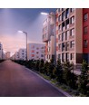 150W Dämmerungs-LED-Straßenlampe - Dämmerungssensor, Ø60 mm, grau, IP65, IK09, 230V
