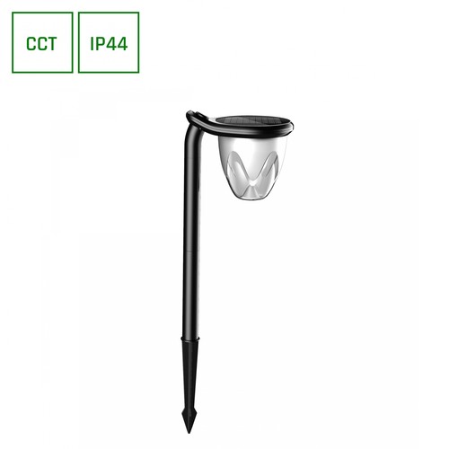 1W Solara Brilo Solar LED Lampe, 3-in-1 - 3.7V, 100lm, CCT, Tischleuchte, Wandleuchte und Erdspieß, IP44, schwarz