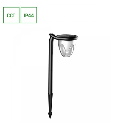 1W Solara Brilo Solar LED Lampe, 3-in-1 - 3.7V, 100lm, CCT, Tischleuchte, Wandleuchte und Erdspieß, IP44, schwarz