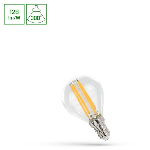 E14 5,5W LED Tropfenlampe - G45, Filament, klar, 700lm, 4000K, 300° Abstrahlwinkel