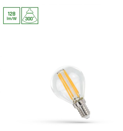 E14 5,5W LED Tropfenlampe - G45, Filament, klar, 700lm, 4000K, 300° Abstrahlwinkel