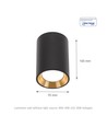CHLOE mini P20 rund - ohne Lichtquelle, Gehäuse schwarz, Ring gold, Rand schwarz